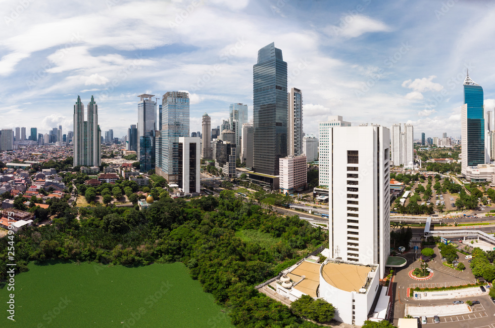 Obraz premium Aerial view of Jakarta business and financial district in Indonesia