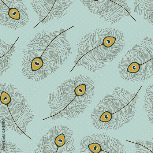 Seamless pattern with peacock feathers