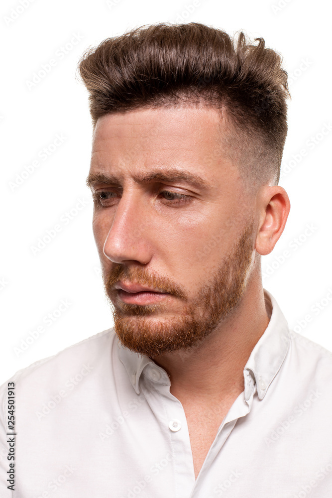 Studio photo of a good-looking man in a white shirt, isolated over a white background Studio photo of a good-looking man in a white shirt, isolated over a white background