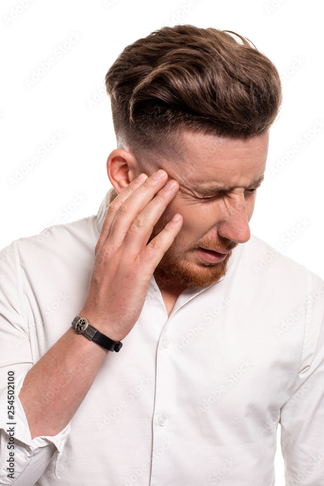 Studio photo of a good-looking man in a white shirt, isolated over a white background Studio photo of a good-looking man in a white shirt, isolated over a white background