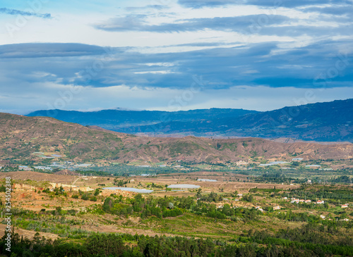Landscape seen from El Santo View Point, Villa de Leyva, Boyaca Department, Colombia