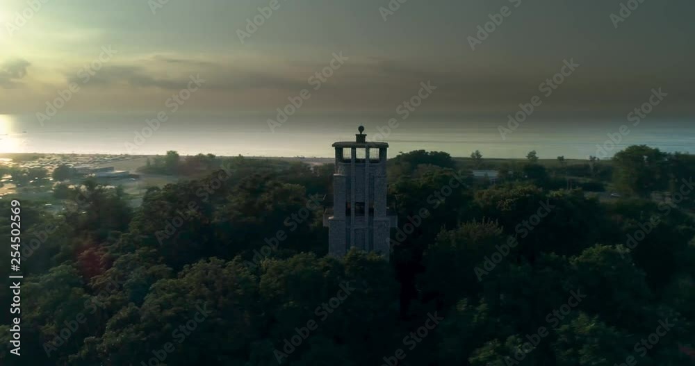 Waterfront Stone Watchtower Aerial View Waterfront Stone Watchtower Aerial View