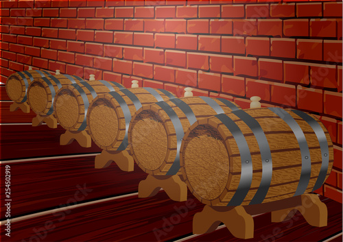 cellar with  barrels