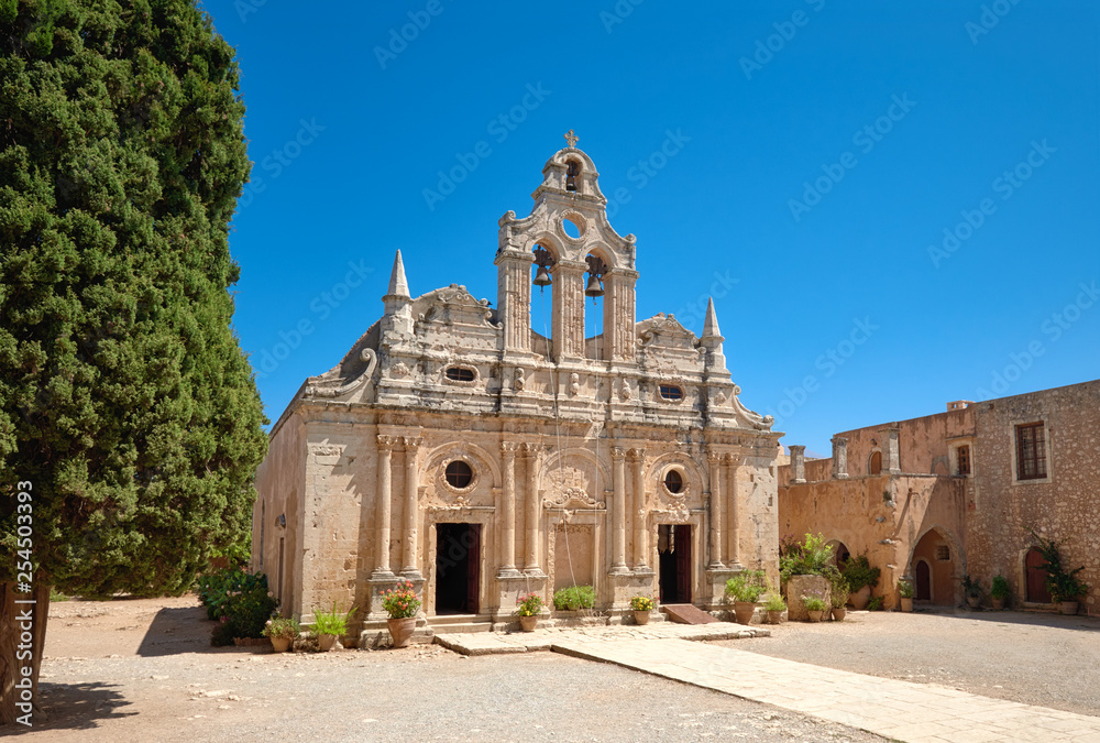 The main church of Arkadi Monastery in Rethymno, Crete, Greece