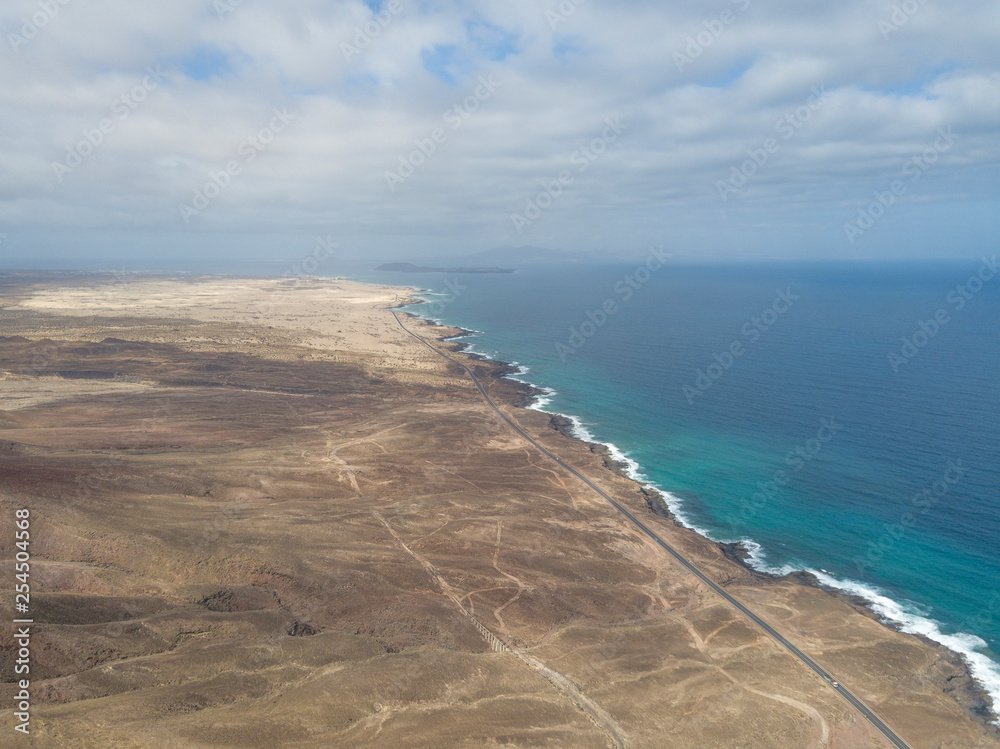 aerial views of the island of fuerteventura