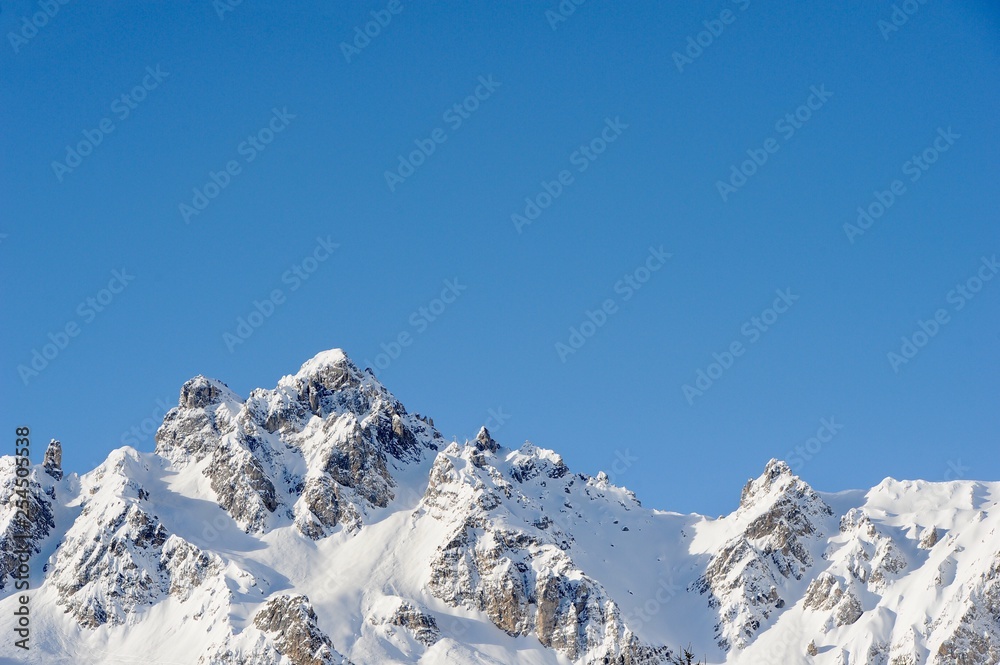 Mountain peak at winter with snow 