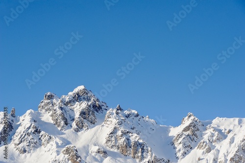 Mountain peak at winter with snow 