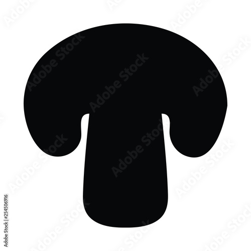 A black and white vector silhouette of a mushroom