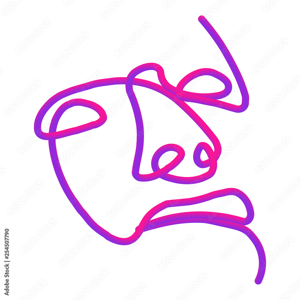 The face of the person in one line in the neon style The face of the person in one line in the neon style