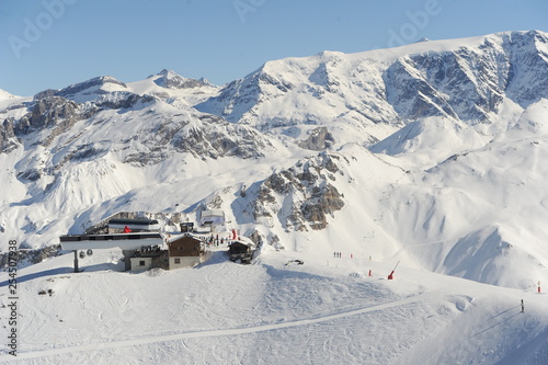 Ski station in Courchevel France with snow in winter 