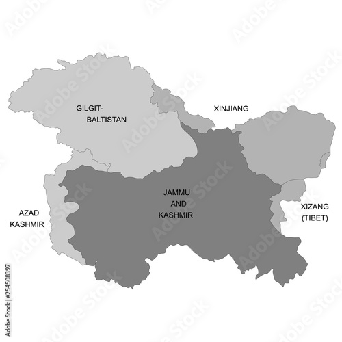 Map of Kashmir is a geographical region