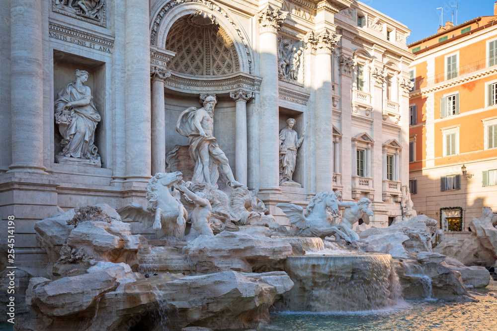 Beautiful architecture of the Trevi Fountain in Rome, Italy