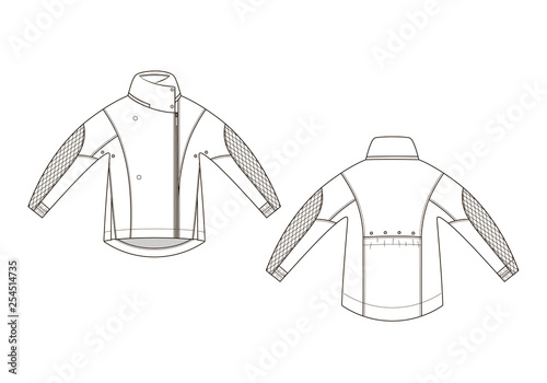Fashion technical sketch of jacket in vector graphic