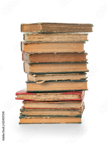 Large books pile isolated o...