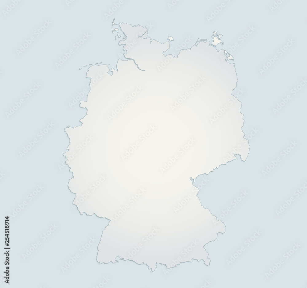 Germany map blue white paper 3D blank vector Germany map blue white paper 3D blank vector