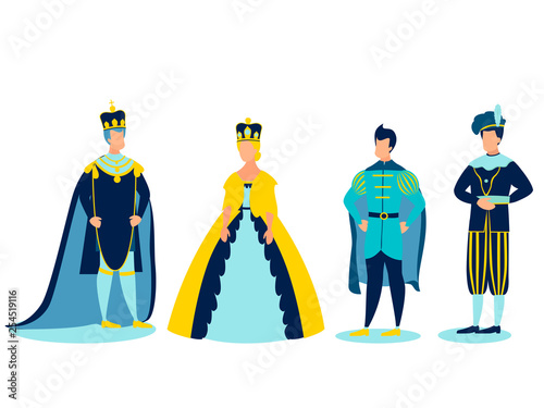 The Royal Family. In minimalist style. Cartoon flat Vector