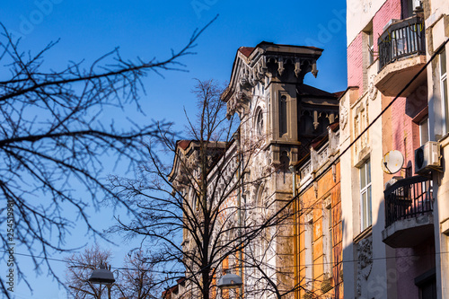 The facade of the abandoned building in the Florentine Renaissance style of the Kyiv City Clinical Endocrinology Center was erected in 1913 on Reuterskaja Street, 22., Kyiv, Ukraine Mar. 6, 2019