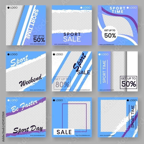 Modern trendy sport sales social media template,web online sale banner concepts Set.Sports lifestyle colorful geometric minimalistic flyer posters concept,internet page,brochure templates
