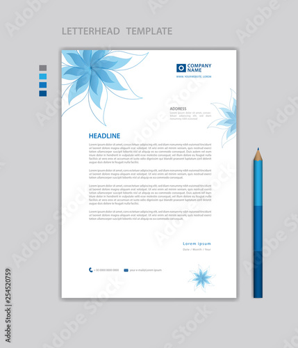 Letterhead template vector, minimalist style, printing design, business advertisement layout, Blue concept background