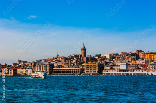 Panorama of the city of Istanbul from the Golden Horn bay on the slopes of the city. © lester120