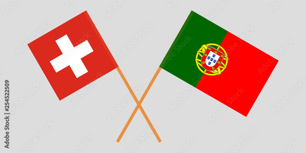 Portugal and Switzerland. The Portuguese and Swiss flags. Official colors.  Correct proportion. Vector Stock Vector | Adobe Stock
