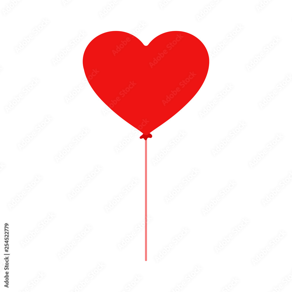 Red heart balloon isolated on white background. Heart. Vector illustration. EPS 10.