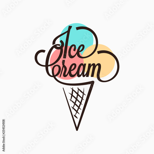 Ice cream in the waffle cone logo. Ice cream cone