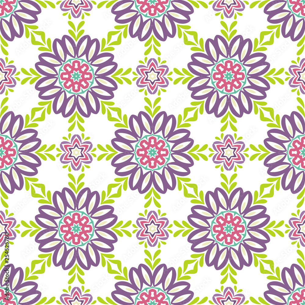 Vector Color Flower Seamless Pattern for Background