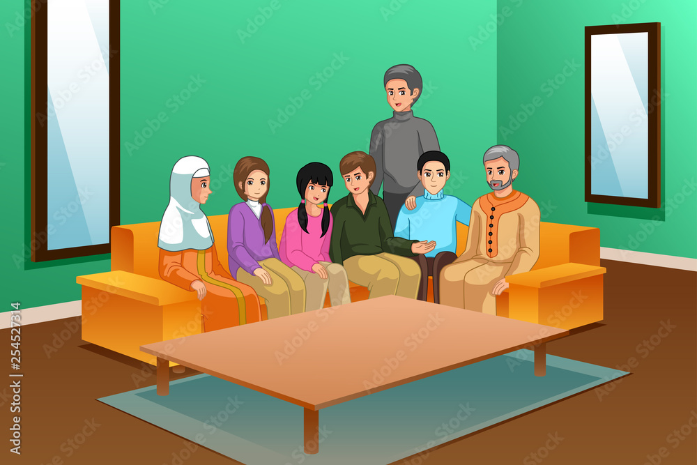 Family at Home Illustration Family at Home Illustration