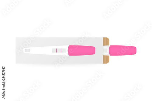 Pregnancy test sticks with results. Art design pregnant, childbirth template. Vector illustration.