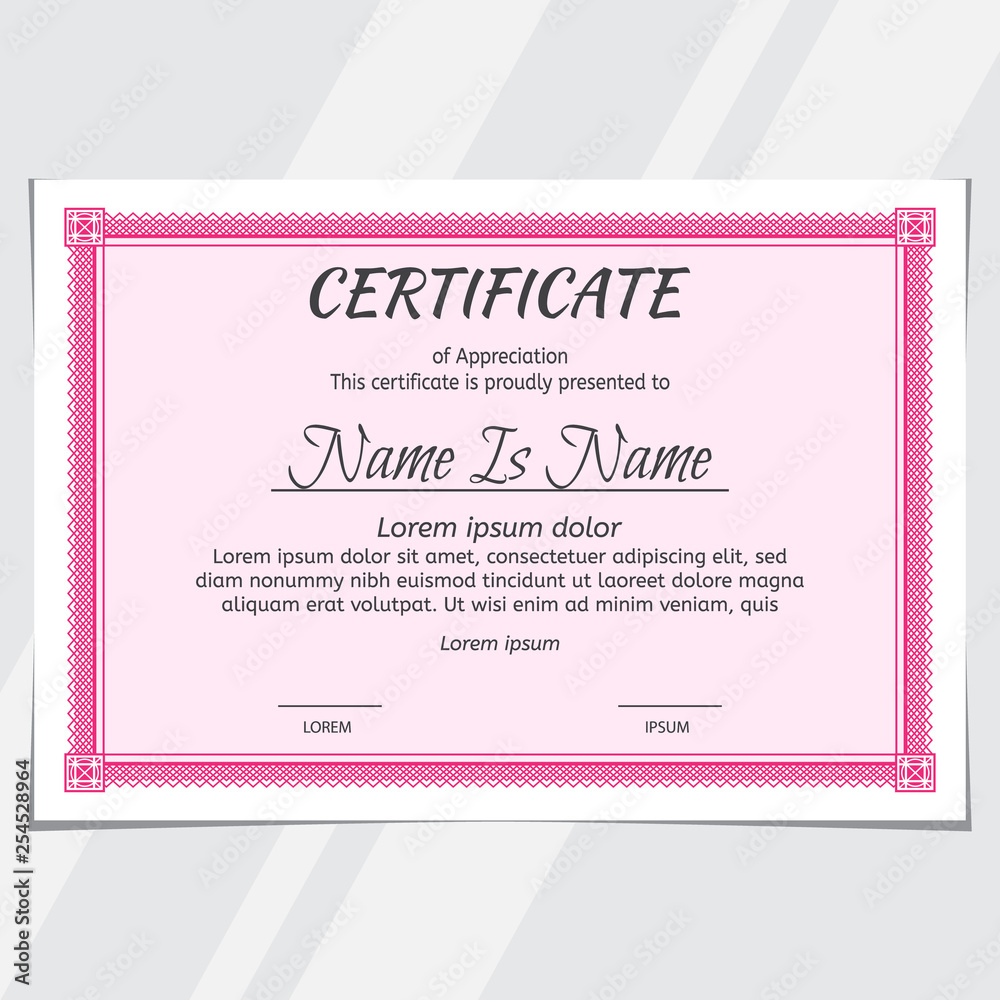Certificate Potrait and Landscape. Template diploma border for use in design. Award background Gift voucher. Eps10 vector.