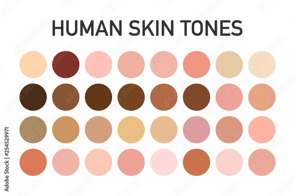 Vecteur Stock Human skin tone color palette set isolated on transparent  background. Art design. Vector illustration. | Adobe Stock