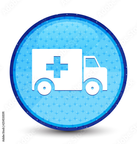 Ambulance icon galaxy cyan blue round button