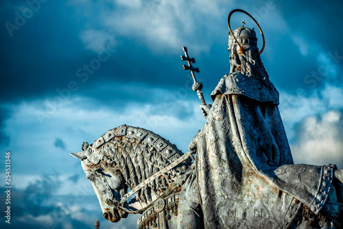 Equestrian statue of King Stephen I (Szent Istvan kiraly) at Fischer Bastion. Budapest, Hungary photo