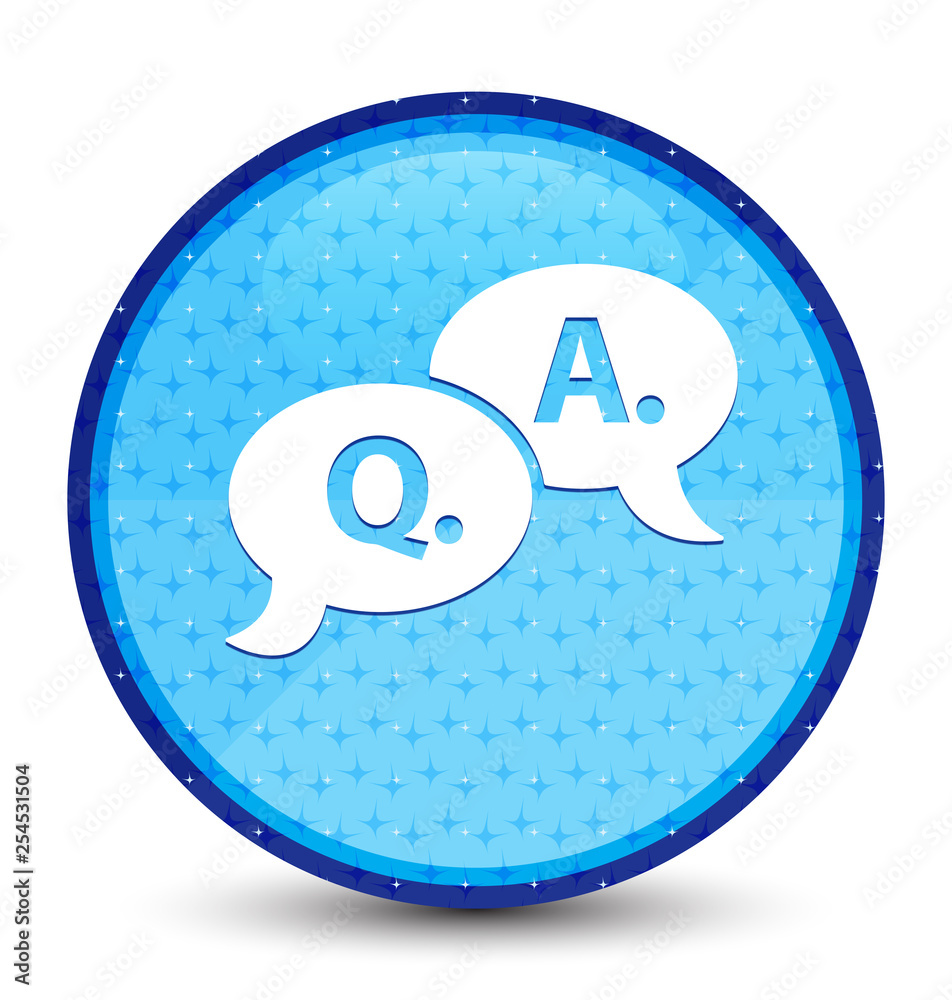 Question answer bubble icon galaxy cyan blue round button