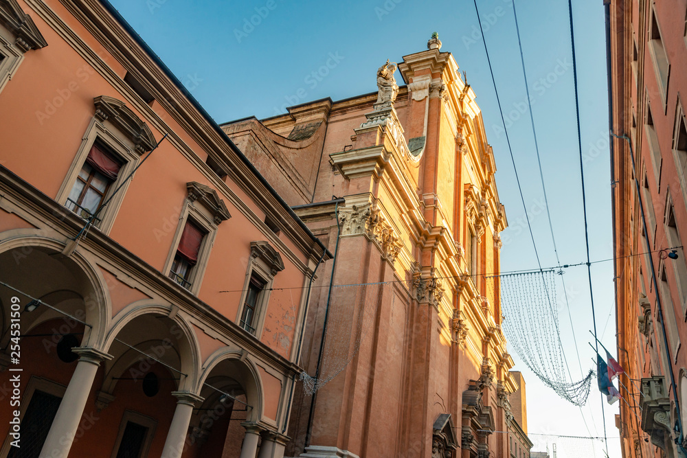 the facade of church in Bologna
