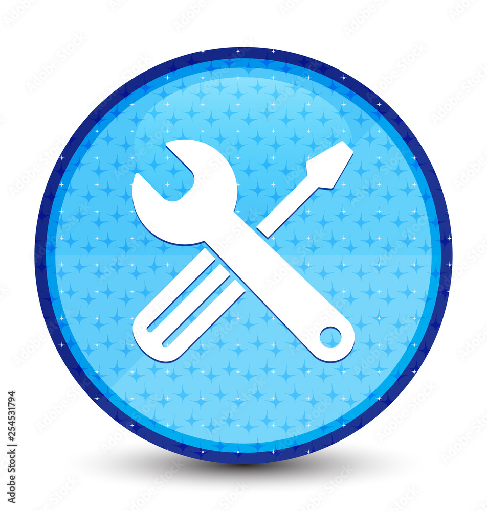 Tools icon galaxy cyan blue round button Tools icon galaxy cyan blue round button