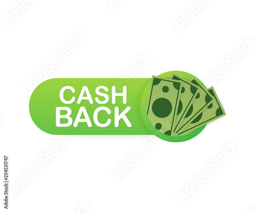 Cash back icon isolated on white background. Cash back or money refund label. Vector illustration.