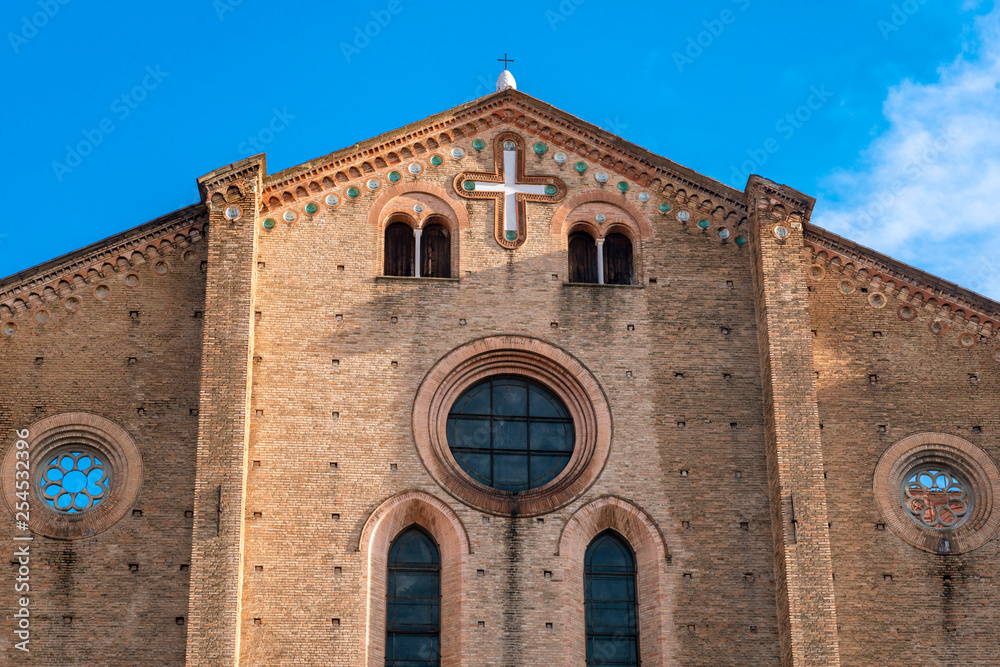facade of church in Bologna, Italy
