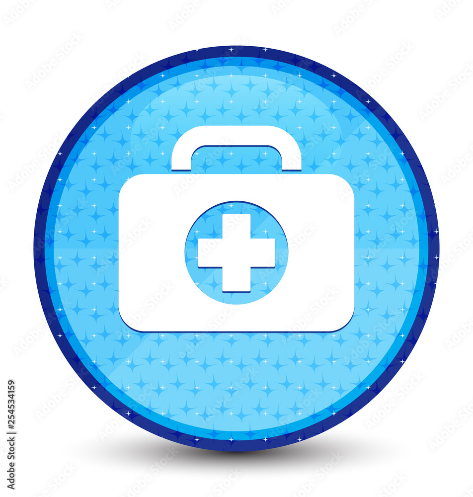 Obraz premium First aid kit bag icon galaxy cyan blue round button