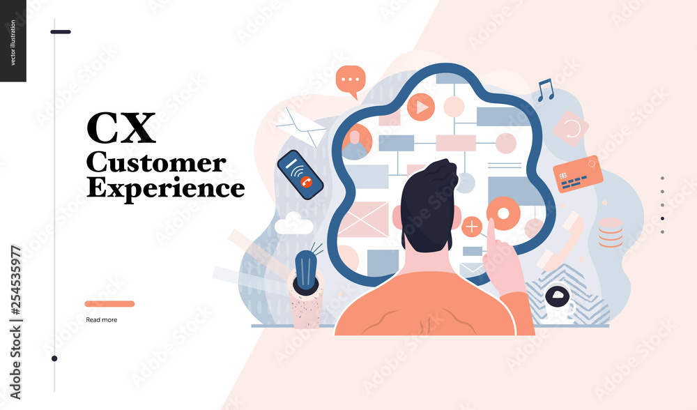 Technology 3 -CX customer experience - modern flat vector concept ...