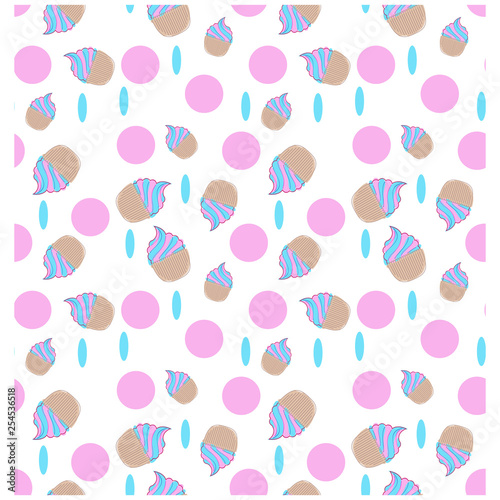 Cupcake seamless icecream cute pattern