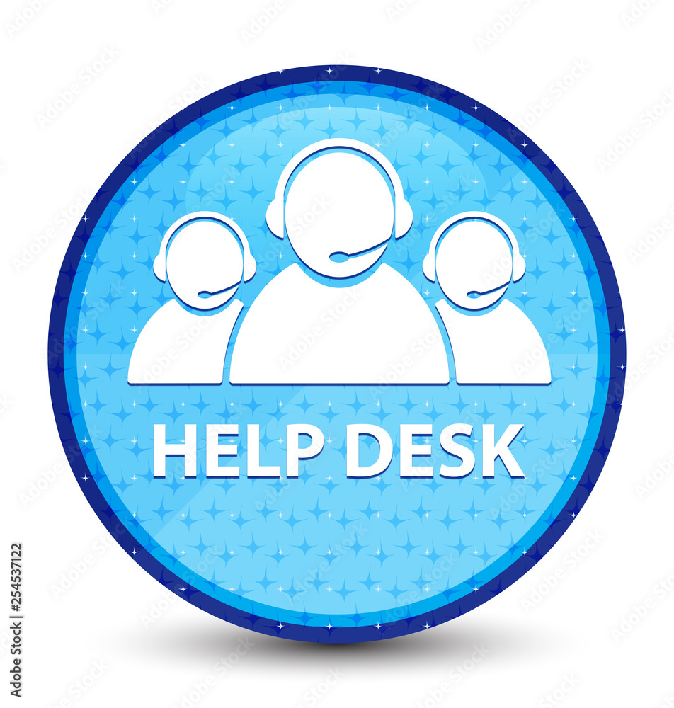 Help desk (customer care team icon) galaxy cyan blue round button