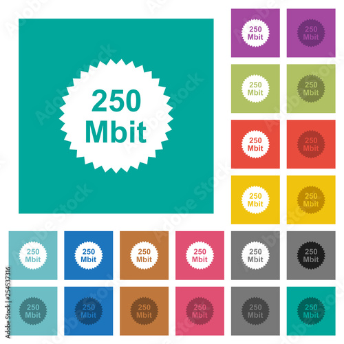 250 mbit guarantee sticker square flat multi colored icons
