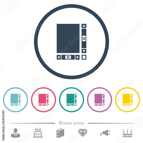Blank document with scroll bars flat color icons in round outlines