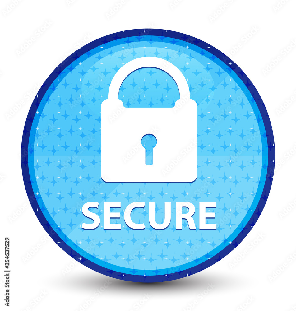 Secure (padlock icon) galaxy cyan blue round button Secure (padlock icon) galaxy cyan blue round button