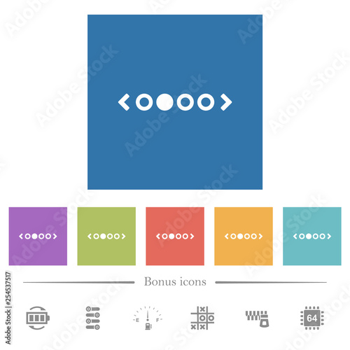  flat white icons in square backgrounds