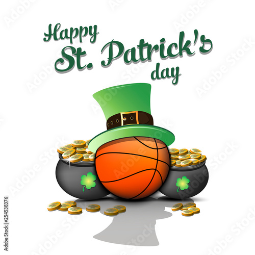 Happy St. Patricks day and basketball ball