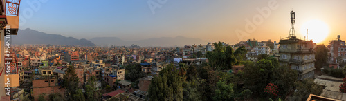 Panoramic view over Kathmandu at the break of dawn