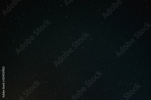 Black Dark Night Starry Sky Background. Night View Of Natural Glowing Stars